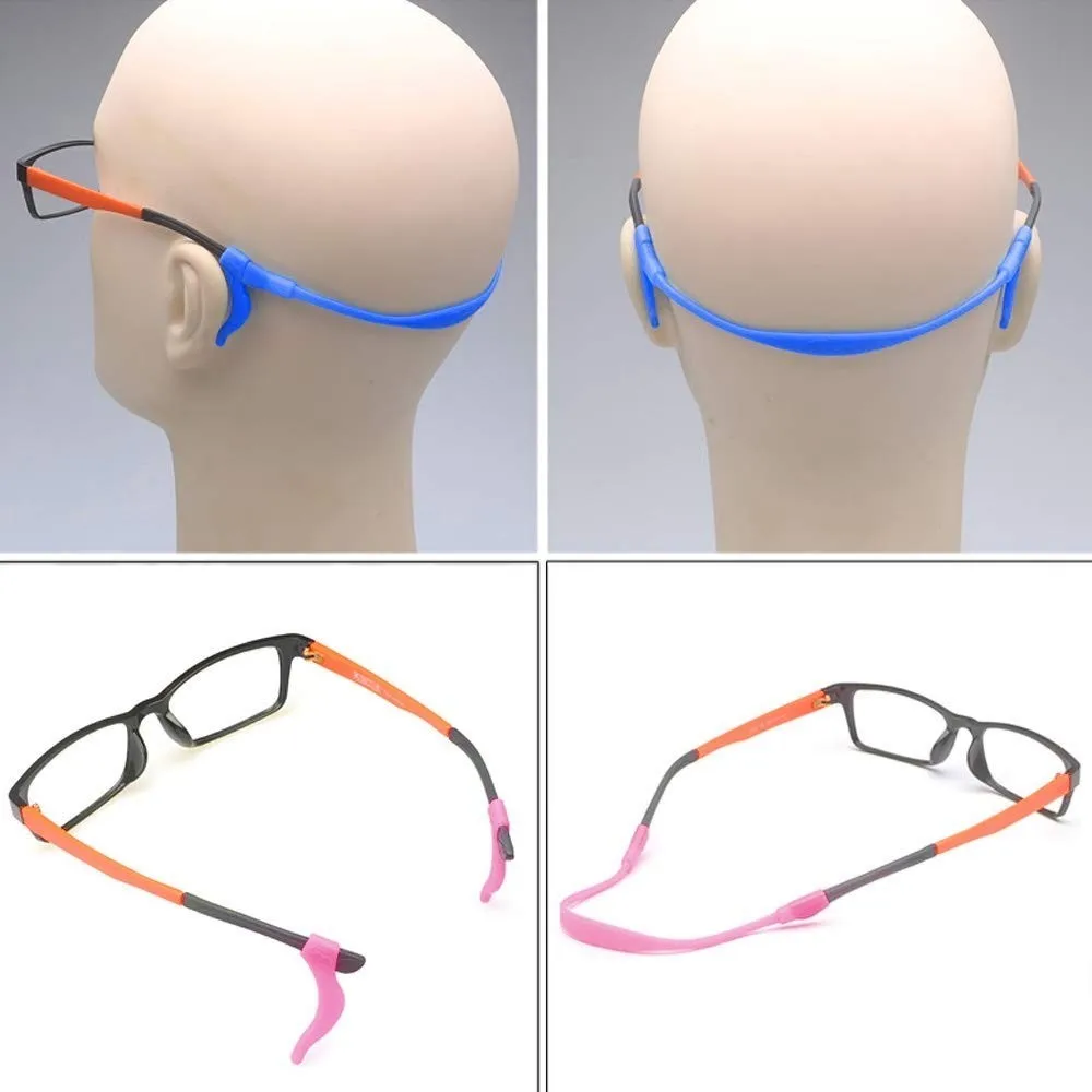 Anti-slip Sports Elastic Silicone Glasses Strap With Ear Grip Hooks Kit ...