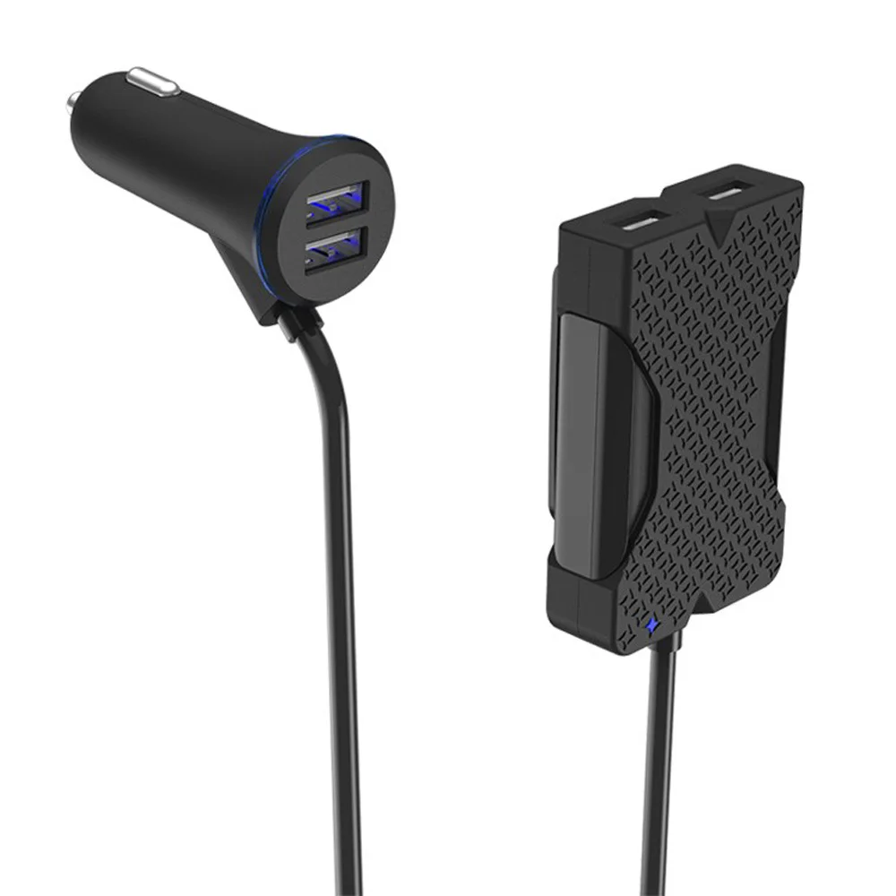 

Our Design Car Charger 4 USB port 7.2A Phone Backseat with Extending Dual Port Hub Cable