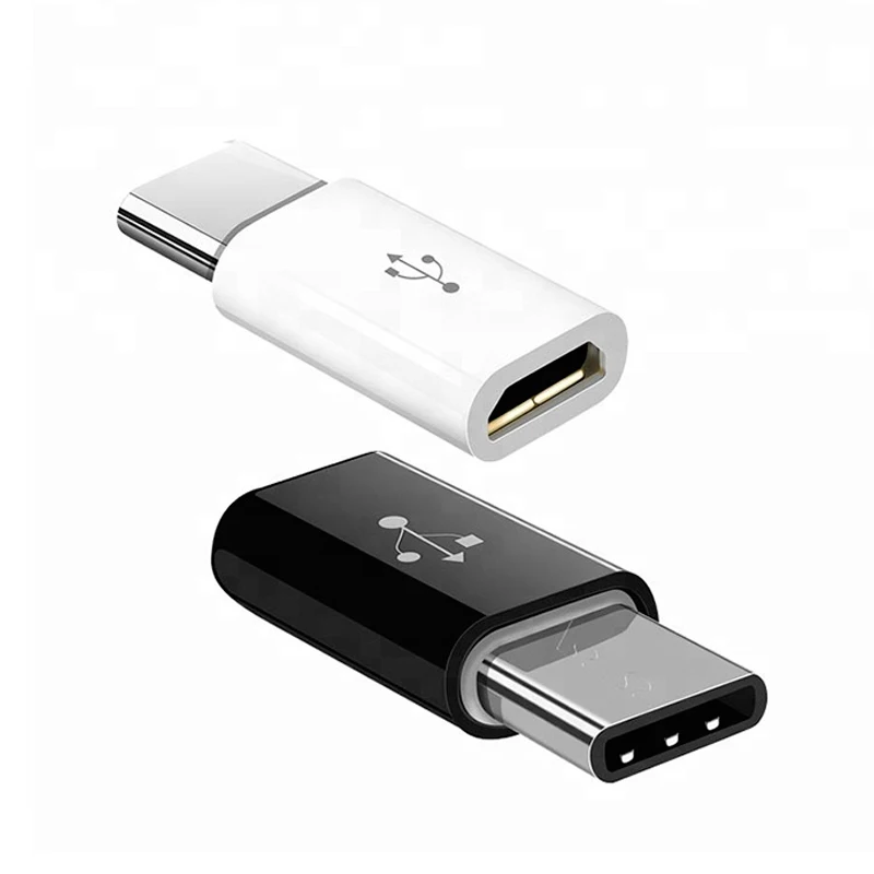 

Micro to Type C Gender adaptor USB-C Connector Charging Data OTG USBC Converter Micro USB to USB C Adapter, Black.white