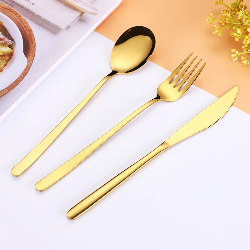 

High Grade gold cutlery set spoons forks knives stainless steel black flatware wedding Set, Customized