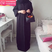 

1763# 2019 hot sell modest islamic wear muslim women summer simple open plain kaftan abaya in dubai