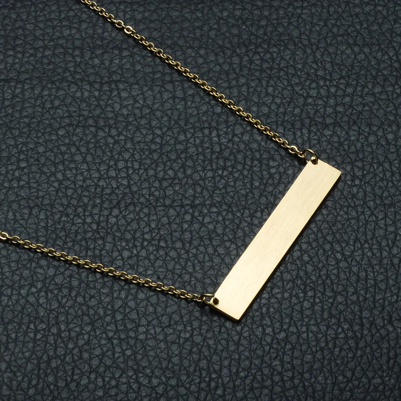 Necklace For Women Gold Plated Bar Custom Engraved Name Necklace