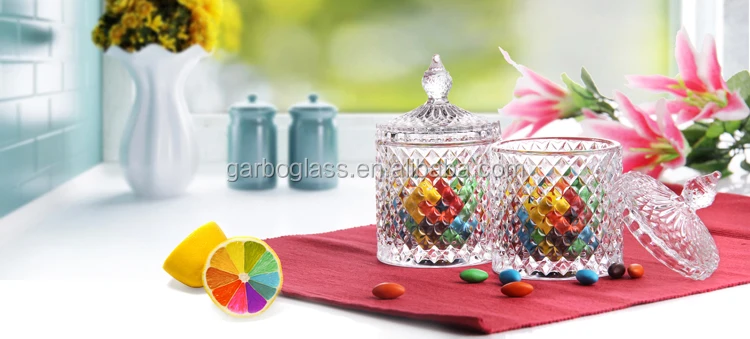 Big Glass Fruit Bowl With Lid Decoration Candy Jar For Storage