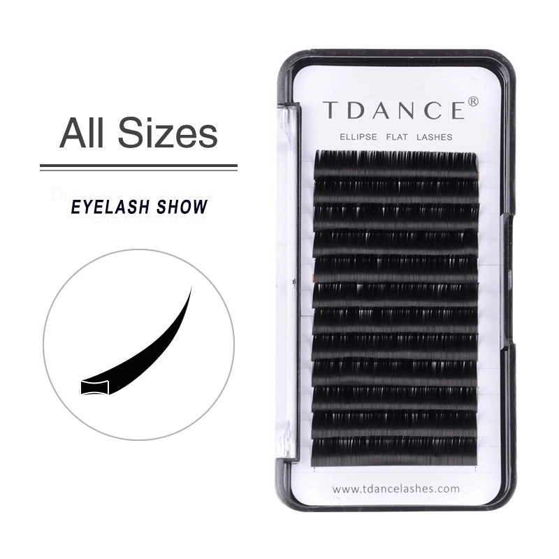 

Silk Ellipse Flat Eyelash Extensions private logo custom eyelash packaging 0.20 thickness DD curl, Natural black