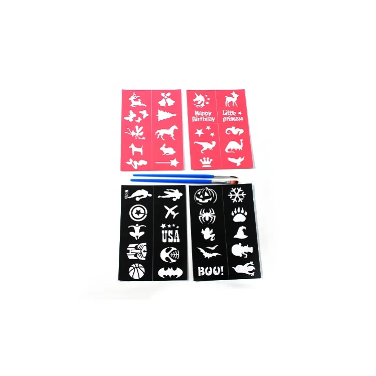 

Party Fun Set Kit Fda Approved Airbrush Reusable Body Art Glitter Tattoo Stencil, Customized