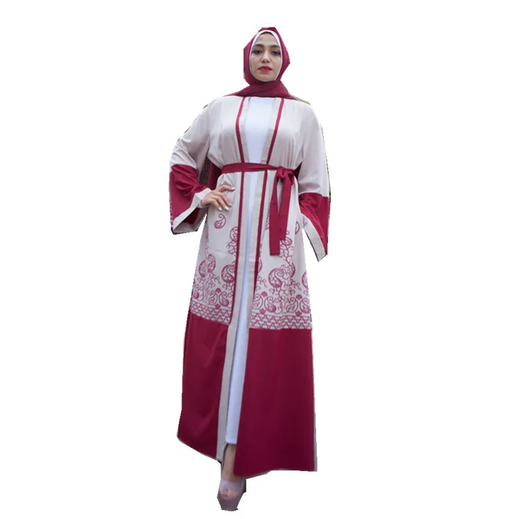 

Hot sell red muslim kimono islamic clothing abaya in dubai