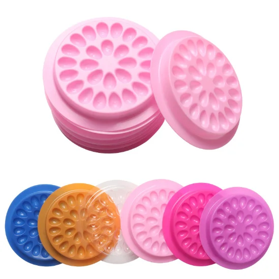 

Disposable colorful pink plastic glue tray flower shape eyelash extension glue holder pallet tools, Colorful 6 colors