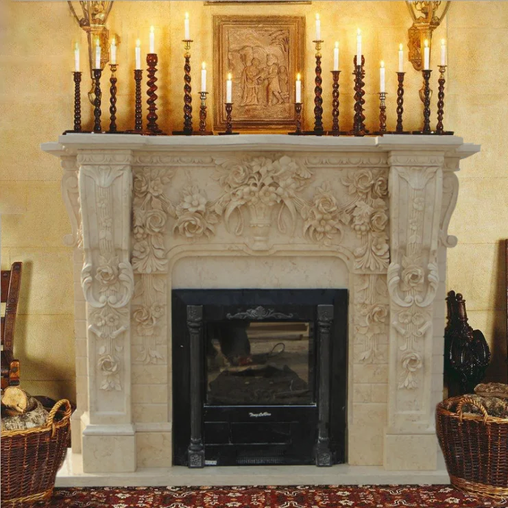 
Carved marble fireplace mantel electric fireplace for sale 