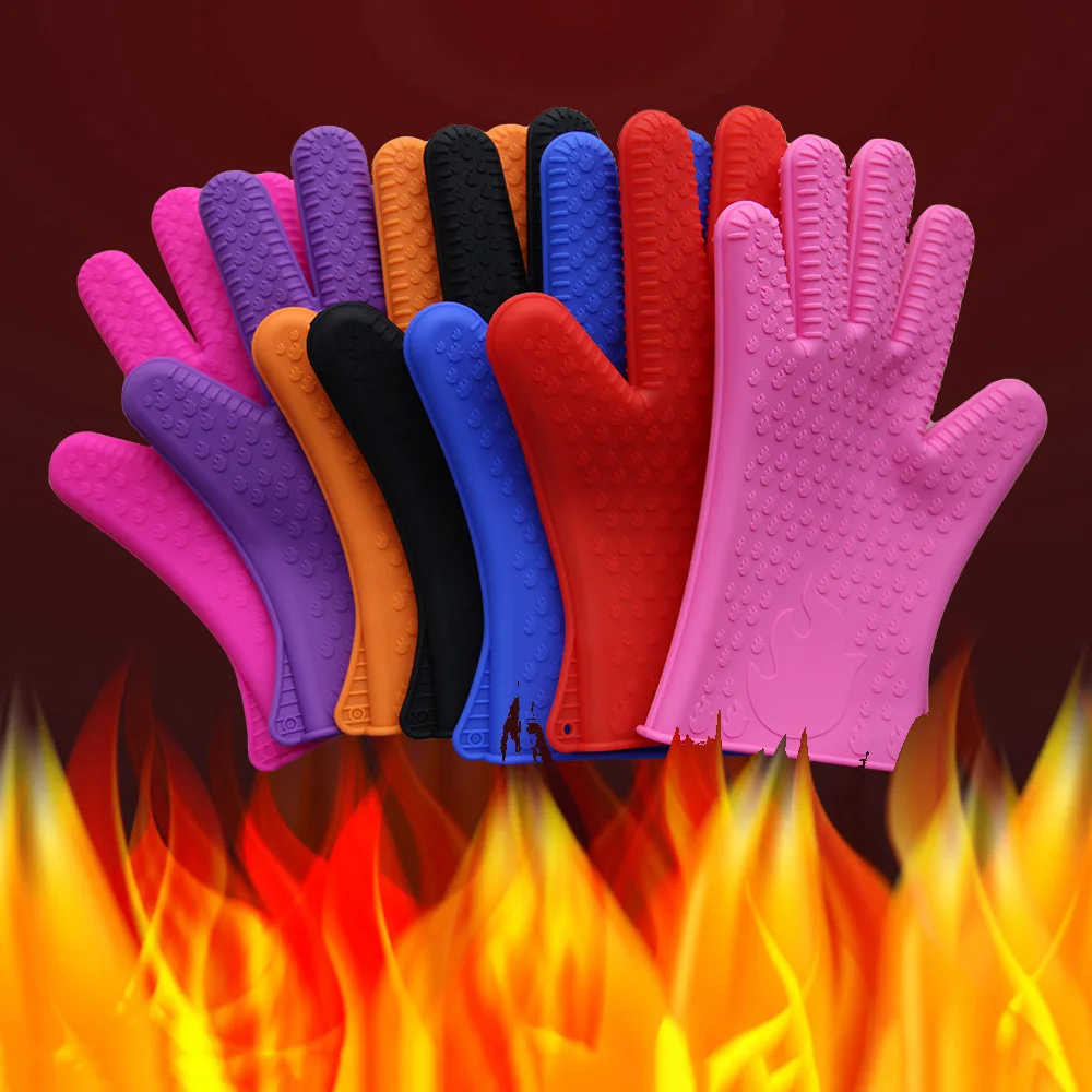 Silicone Heat Resistant Gloves/silicone Oven Mitts For Oven Cooking