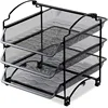 Amazon Hot Sale Office Stationery Portable Metal Desktop Layer 3 Tier Mesh File Tray Document Organizer Wire