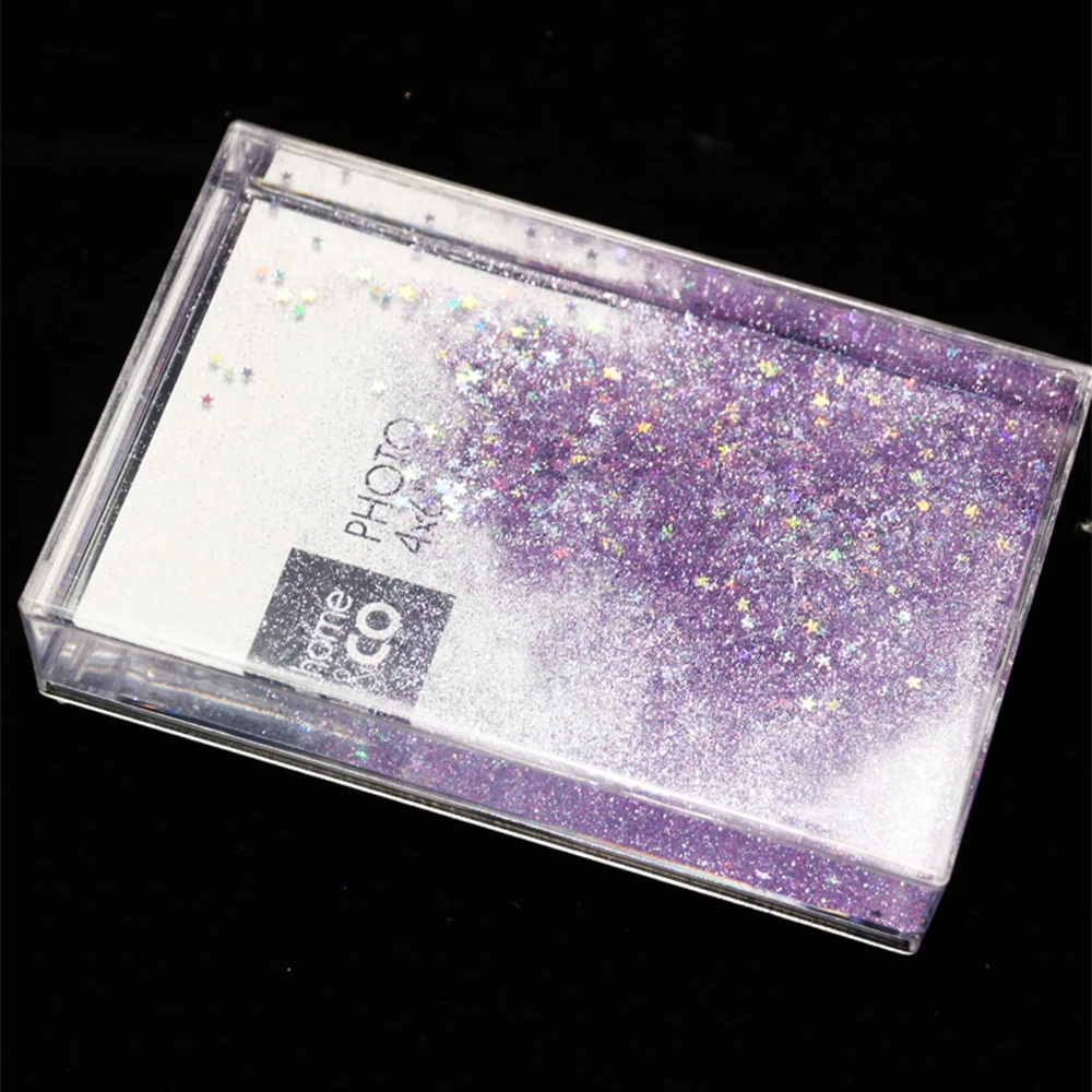 4x6inch Glitter Liquid Photo Picture Frame Clear Plastic Acrylic