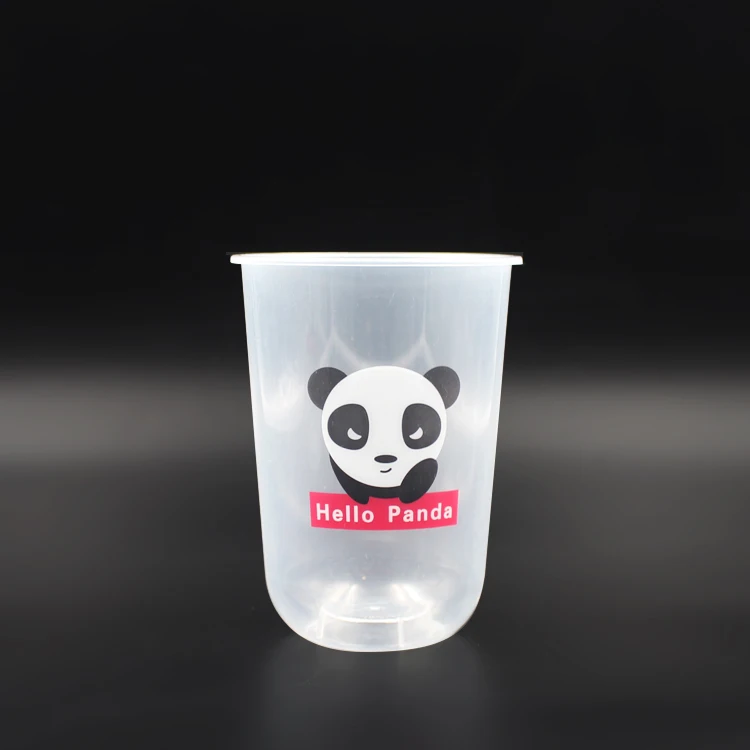 Custom Logo 360ml 500ml 700ml Clear Round Bottom U Shaped Boba Plastic