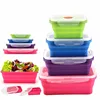 Reusable Square Silicone Collapsible Bento Food Storage Lunch Box With Lid Set of 4