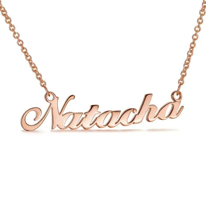 

wholesale 925 sterling silver personalized custom nameplate gold necklace, N/a