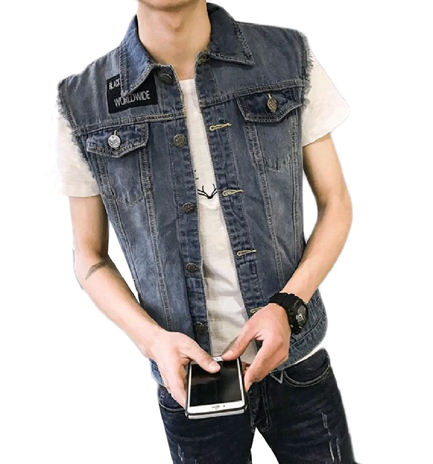 mens punk denim jacket