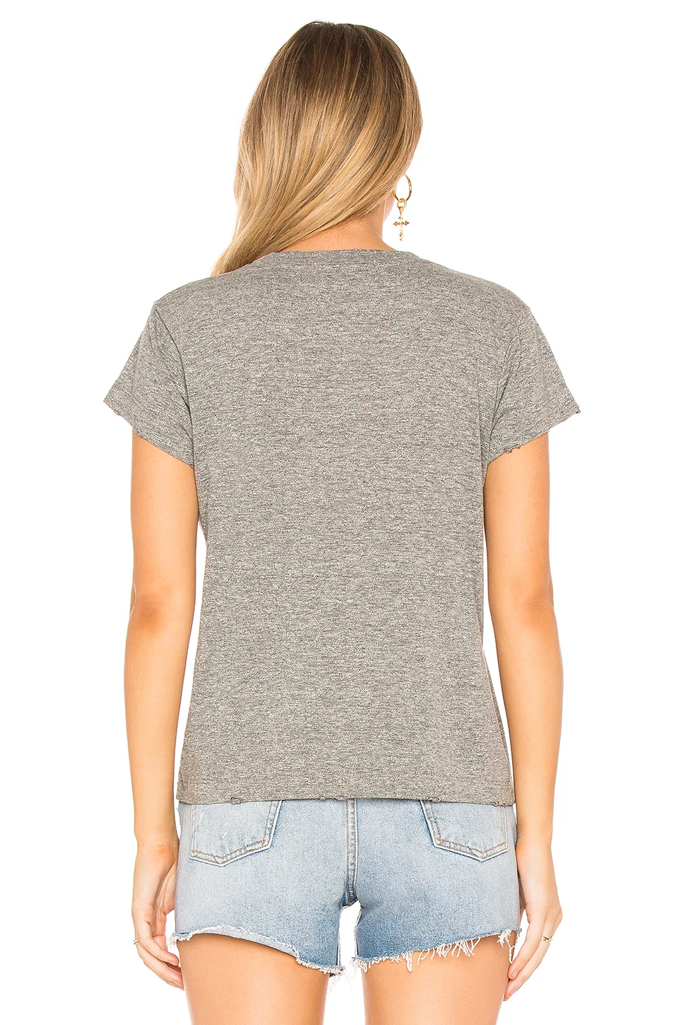 Wholesale Heather Grey Short Sleeve 100% Cotton Custom Printing Women T Shirt