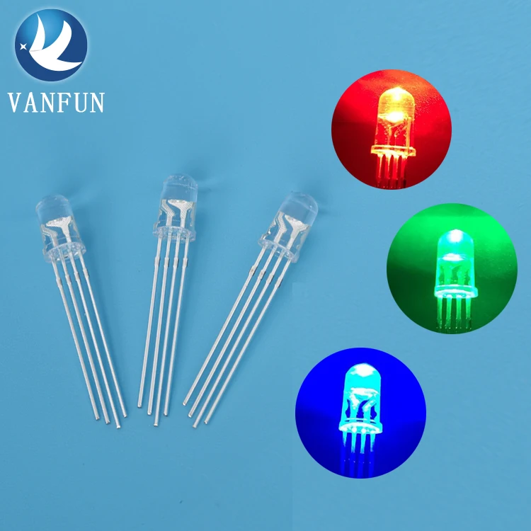 china factory wholesale super bright transparent tricolor 3mm 5mm 8mm 10mm 4 pin rgb led diode common anode or cathode