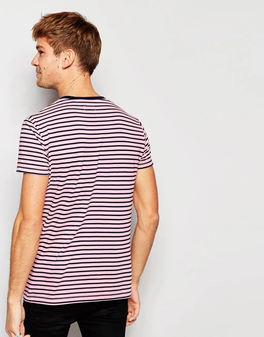 泰国服装供应商定制条纹t恤时尚韩版男t恤领子pocket男子t恤城市服装