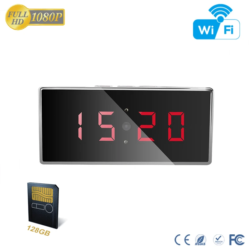 Home Security Wireless P2P Table Clock wifi camera super 5-6M night vision hidden lend cycle recording
