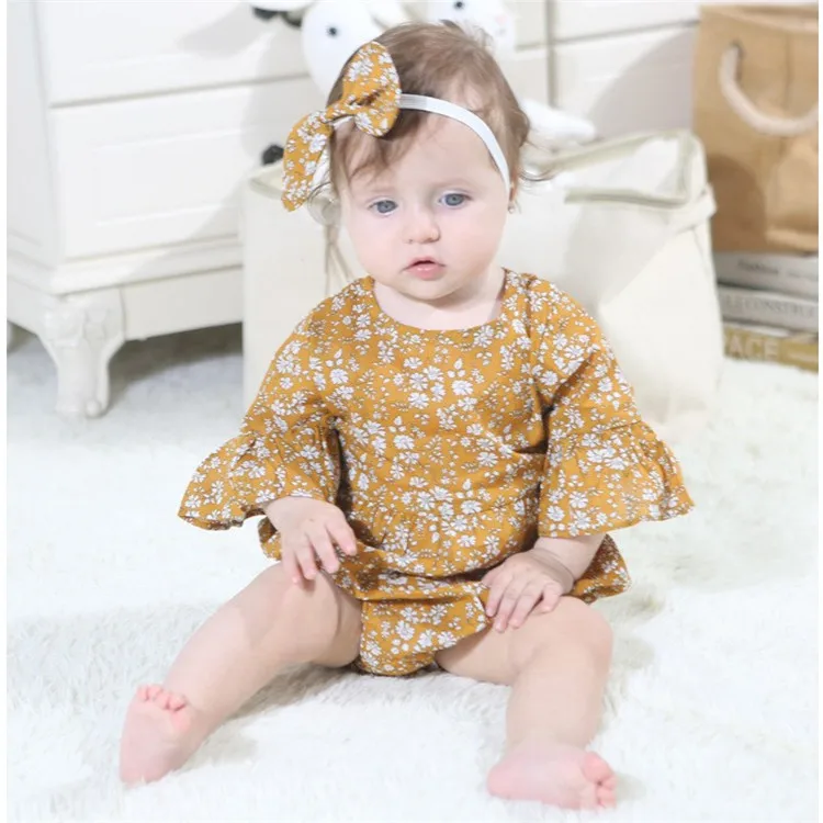 

Newborn Baby Girls Flower Printed Summer Romper One-piece clothes for toddler