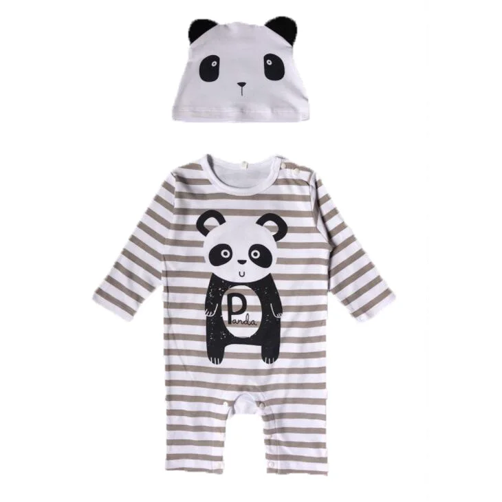 

New 2018 fashion baby clothes set Baby Romper long sleeve cute hat Outfits Infant clothing set