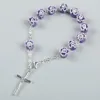 religious gift polymer ceramic rose beaded chain bracelet