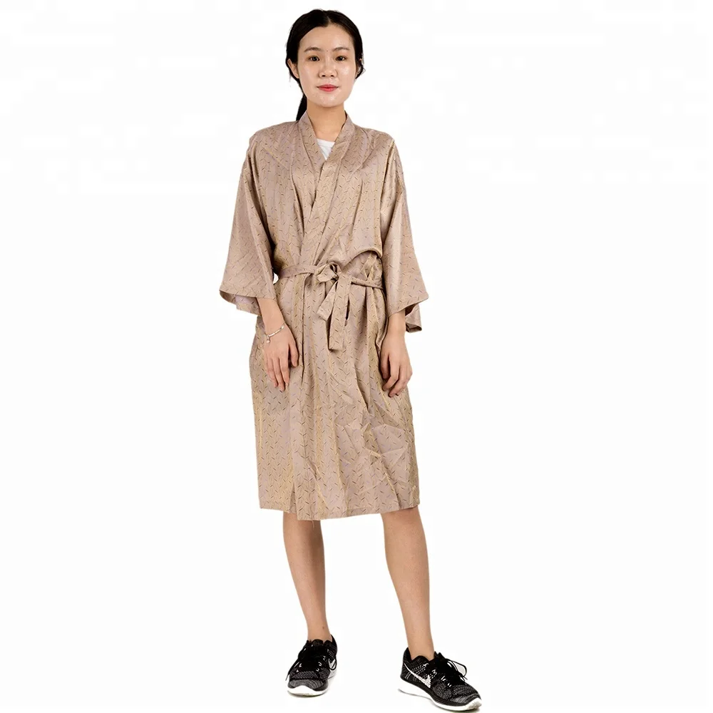

Salon Adult Kimono Wholesale SPA Custom Print Barber Silk Kimono Robe, Peach