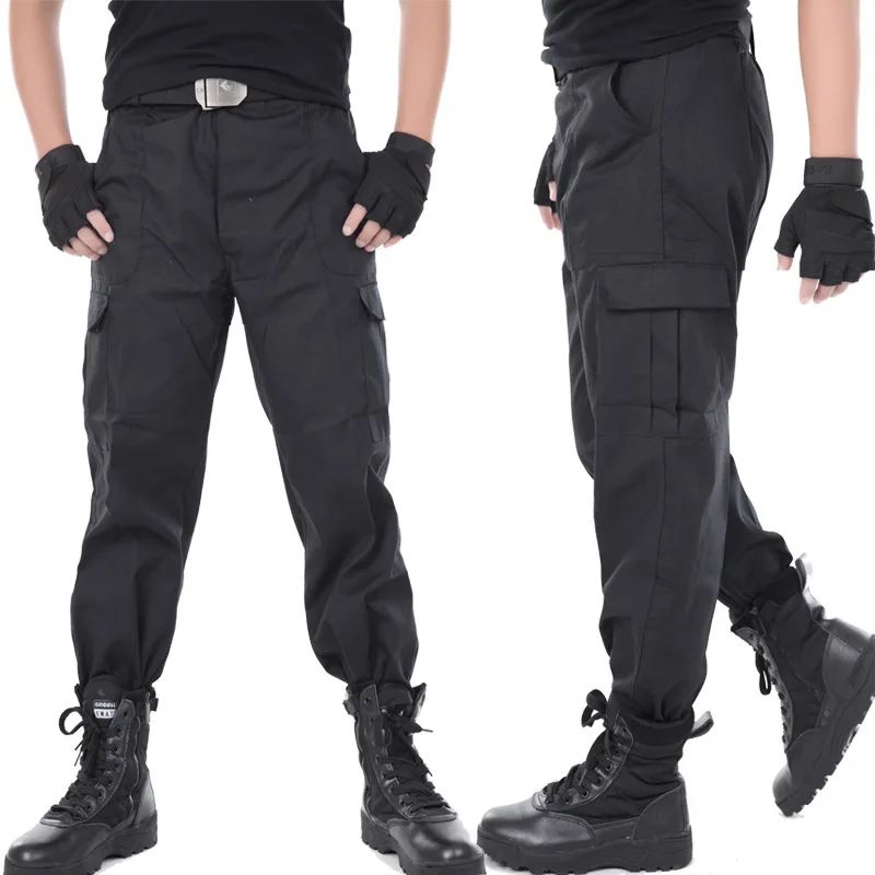 

Mens Tactical Black Pants Military Combat Police Pants Army Police Security Trousers Loose, Custom color