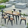 Outdoor cafe terrace leisure table and chairs poly wood metal outdoor dinning set
