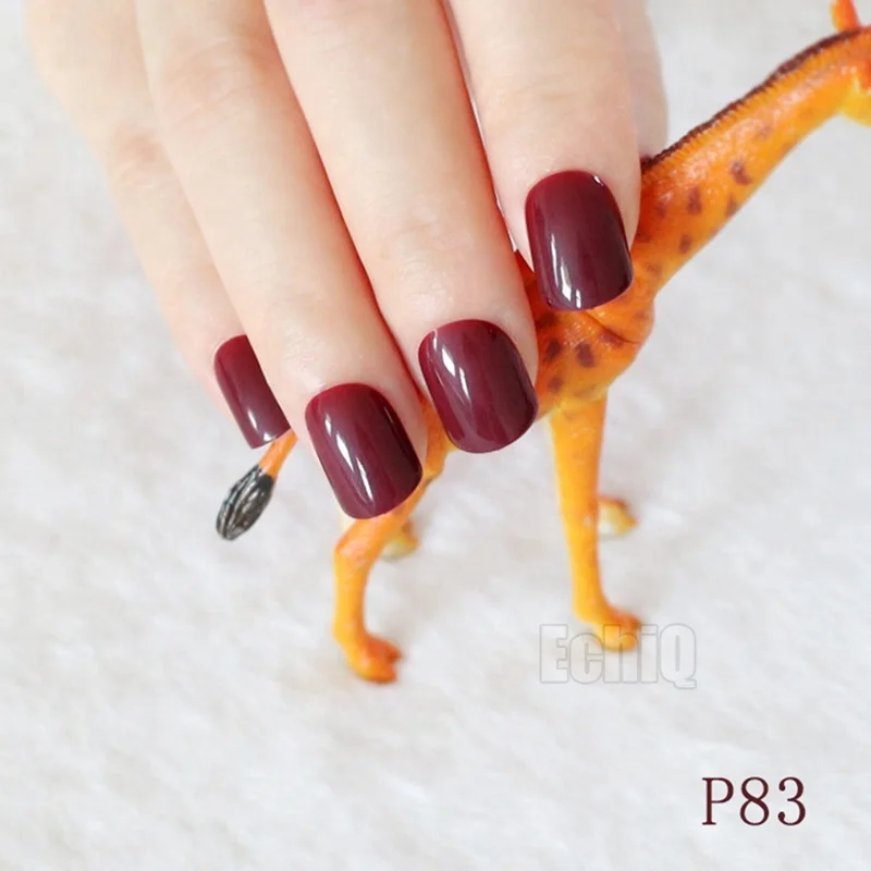 

Fashion Middle Flat Top False Nail Tips for Finger Nails Candy Maroon Red Acrylic Nail DIY Decoration Full Wrap Tips F28-P83