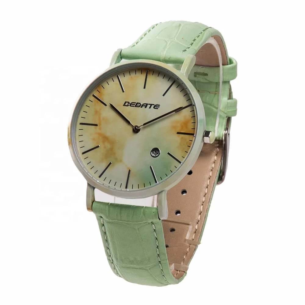 

China watch factory private design marble face metal ceramic luxury watch with leather strap watch