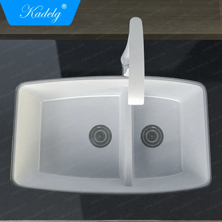 Drop-In Large Small 60/40 Quartz Reversible Double Bowl Kitchen Sink
