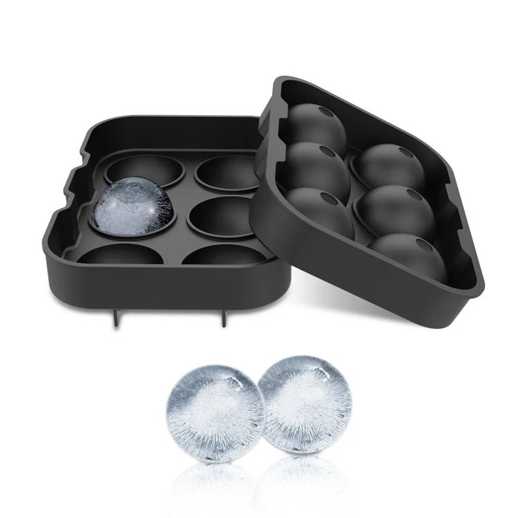 Amazon Top Seller 2020 Bar Kitchen Accessories Ice Ball Maker Mold Baby DIY Black Flexible Silicone Round Spheres Ice Tray