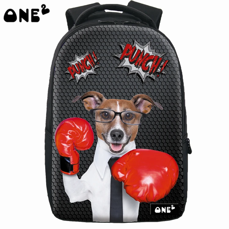 

ONE2 design boxing dog pattern printing laptop backpack for boys, Customized