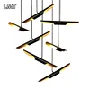 New products 2019 aluminum pipe pendant light decorative hanging lamp E14 LED restaurant modern chandelier gold