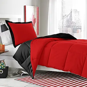 Home 100 Cotton Red And Black Bedding Sets