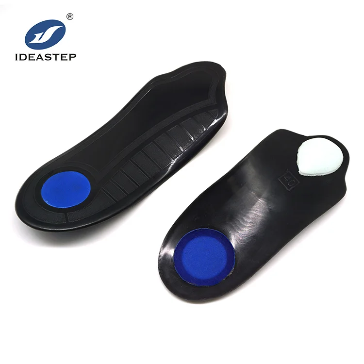 

IDEASTEP factory 3 / 4 plastic shell cushioned latex met pad arch supports inserts semi-product orthotic insoles for flat foot, Black + blue + white