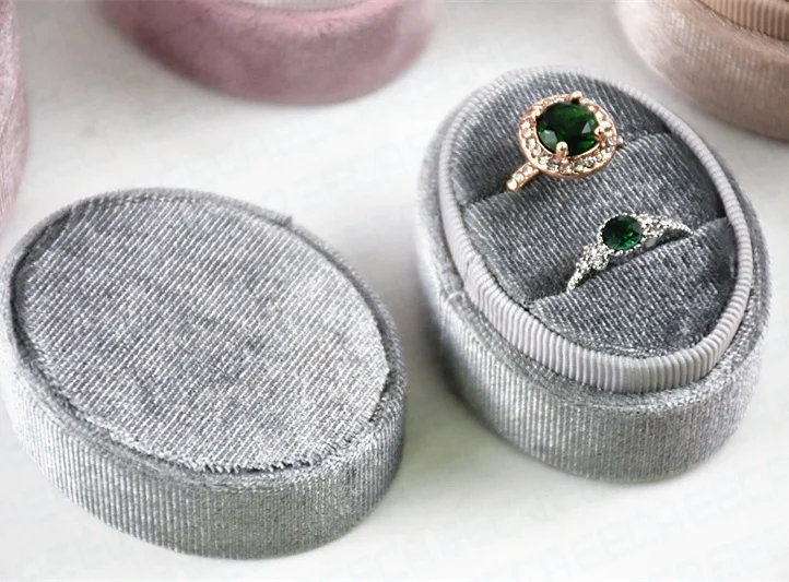 Custom Oval Velvet Ring Box Jewellery,Suede Ring Boxes,Velvet Ring Box