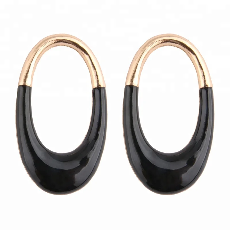 

NeeFu WoFu New women's fashion popular classic metal oval earrings accessories jewelry exquisite women's drip earrings pendant, Black