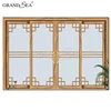 Kitchen wood pattern frame aluminum sliding glass door with stainless steel hardware