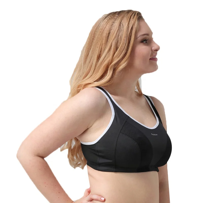 

Plus size sports shockproof bra fast dry large size fitness underwear, Black