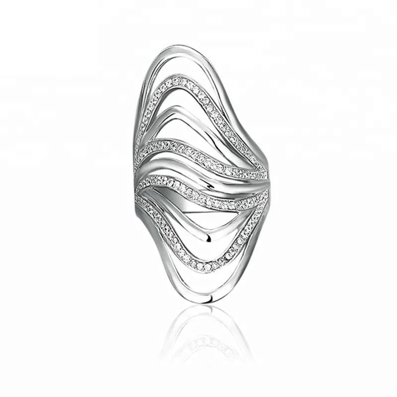 

American style fashion 925 sterling silver wave ring, Platinum 18k gold 24k gold rose gold