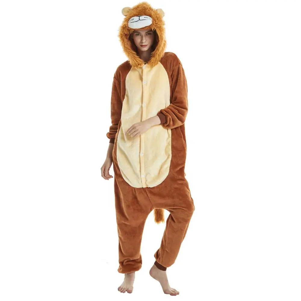 

Lion Adult Animal Pajamas Costume,Plush One Piece Dinosaur Costume Halloween Cosplay Costume Flannel for Adults and Teens, N/a