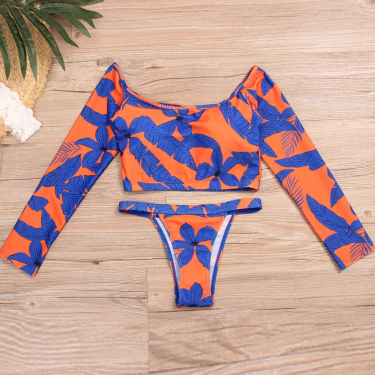 

2018 Woman Swimwear Bikini Swimsuit Long Sleeve high cut bikini, Mixed colors