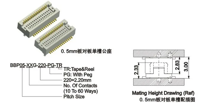 Rohs 40 Pins Samtec 0.5mm Board To Board Connector Height 3.0mm To 6 ...