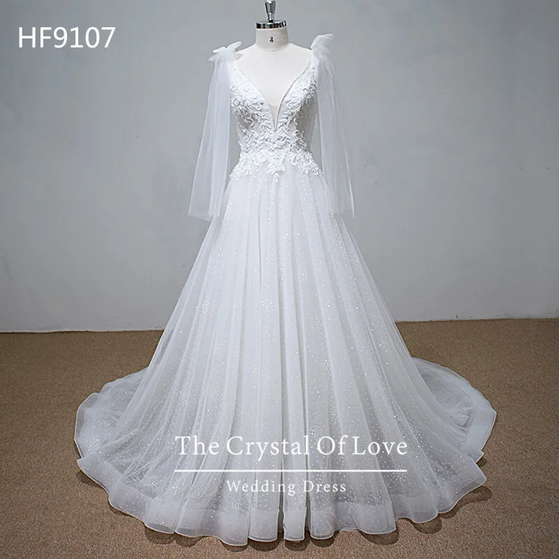 Romantic vintage crystal covered bridal wedding dress