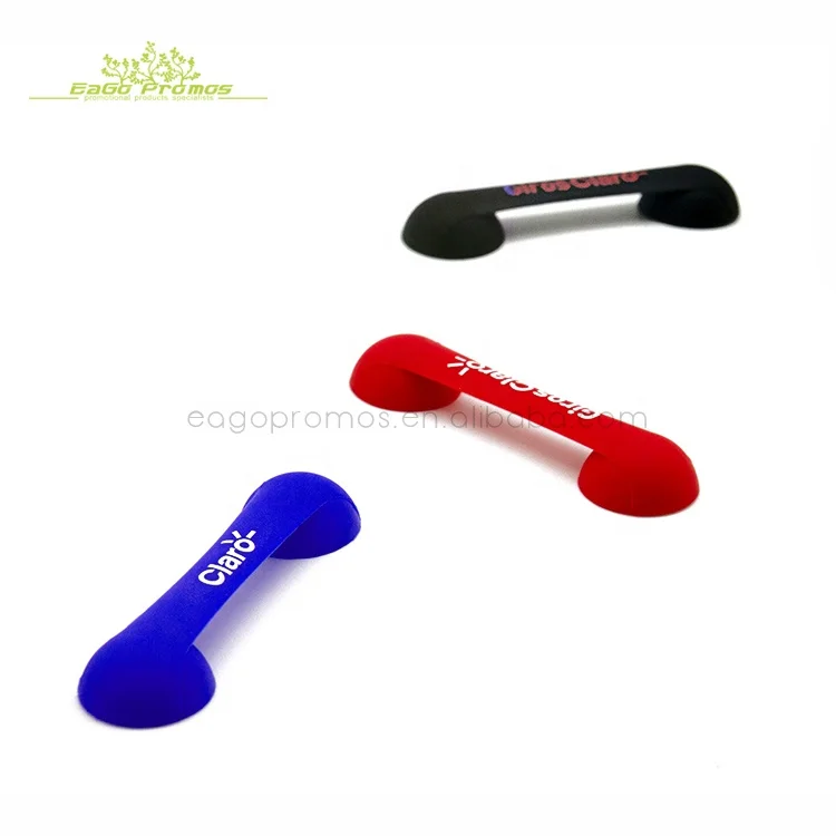 Custom logo finger grip silicone rubber phone stand famous brand silicone phone holder