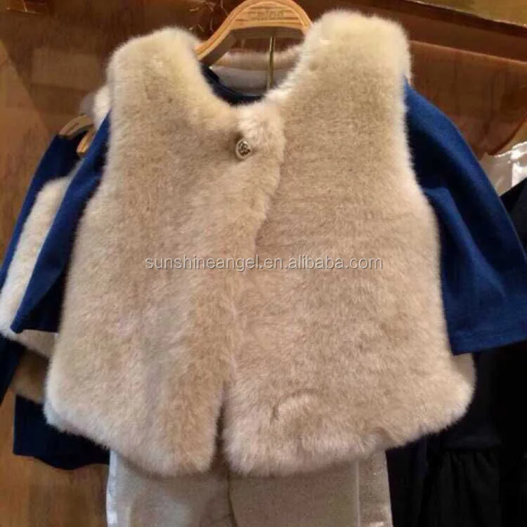 

Wholesale 2016 Fall Winter Warm Soft Fashion Children Faux Fur Vest, Beige