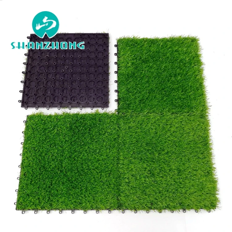 

Hot sale Removable interlocking synthetic grass pad puzzle mat with grass