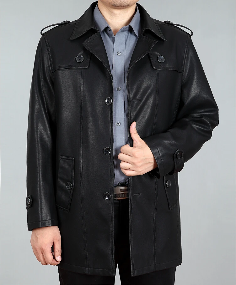 Long men leather trench coat, in 2015 the new high end men